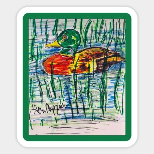 A Duck Decoy in a pond Sticker